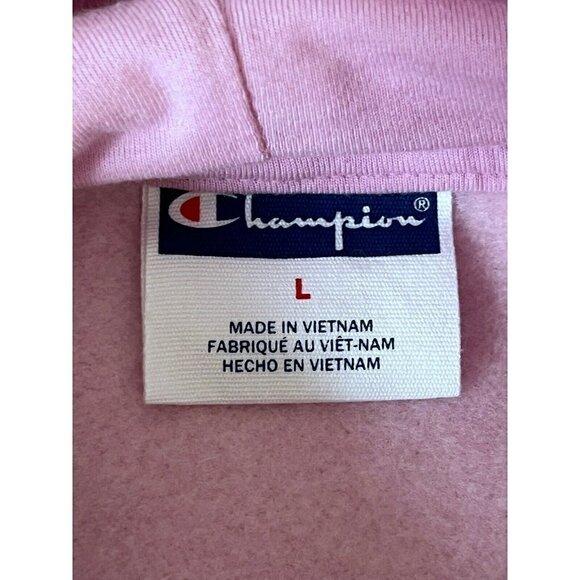CHAMPION Girl's Sz M Pink Allover White Script Logo HOODIE NWT - Picture 4 of 9